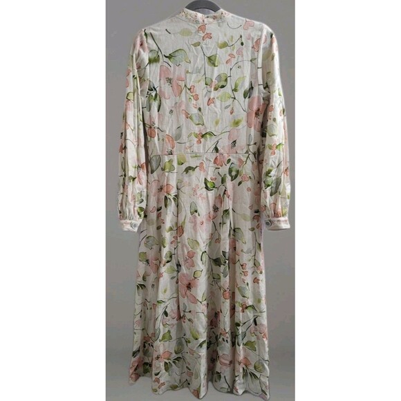 Caroline Constas Linen Blend Maxi Dress NWT Small Floral Button Front Prairie - Picture 11 of 11